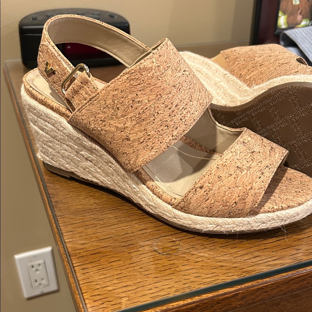 Vionic Cork Espadrille Wedge Sandals